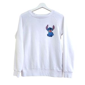 Disney Womens Lilo & "Stitch" White Sweatshirt Size Small